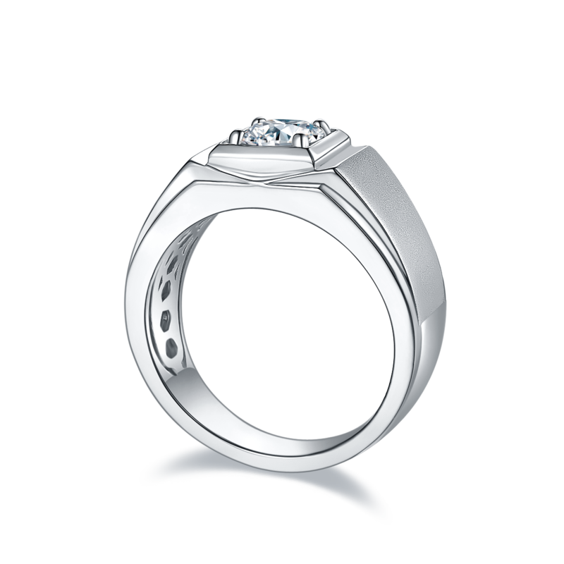志祥款S925银镀白金MoissaniteMen's Ring1ctD级